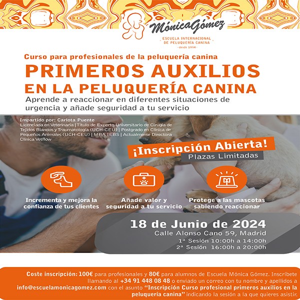 Curso de Primeros Auxilios en la Peluquería Canina | Escuela Mónica Gómez